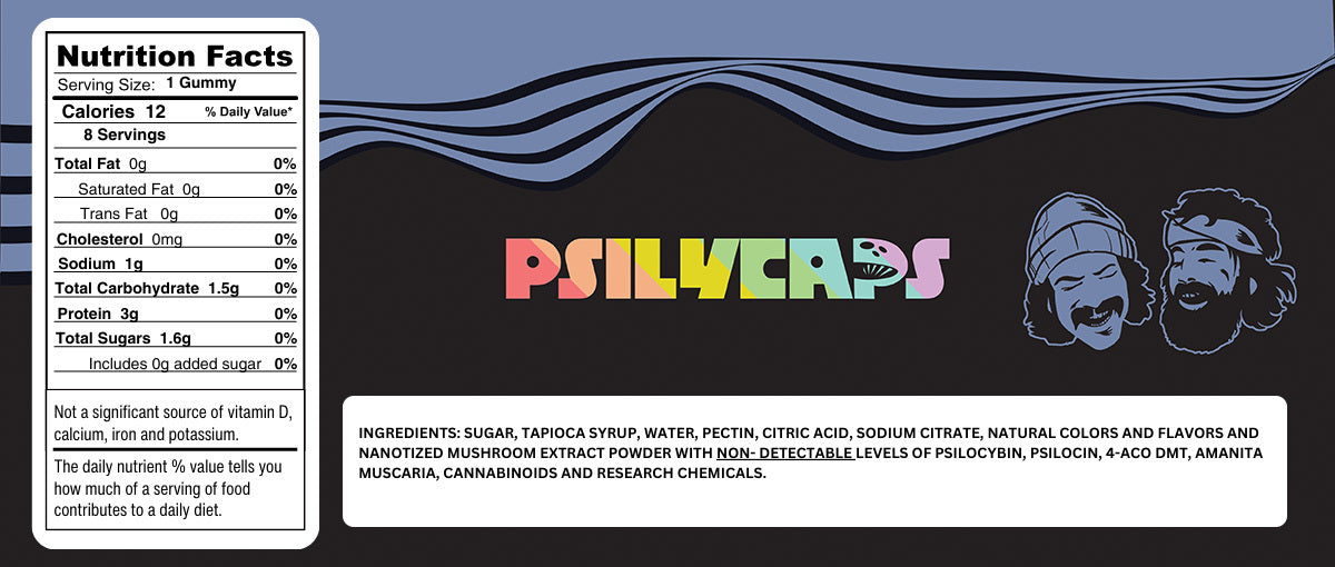 CHEECH & CHONG’S PSILYCAPS MAGIC MUSHROOM GUMMIES (Blue Razz Bliss)