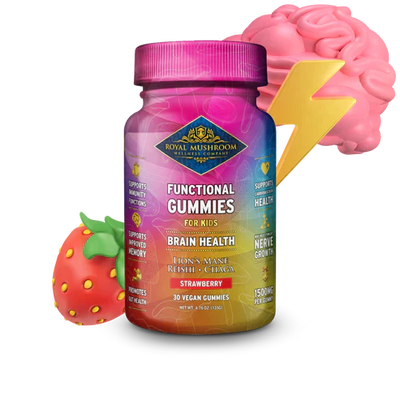 Royal Mushroom Brain Health Mushroom Mix Gummies For Kids Strawberry Flavor Best Sales Price - Gummies