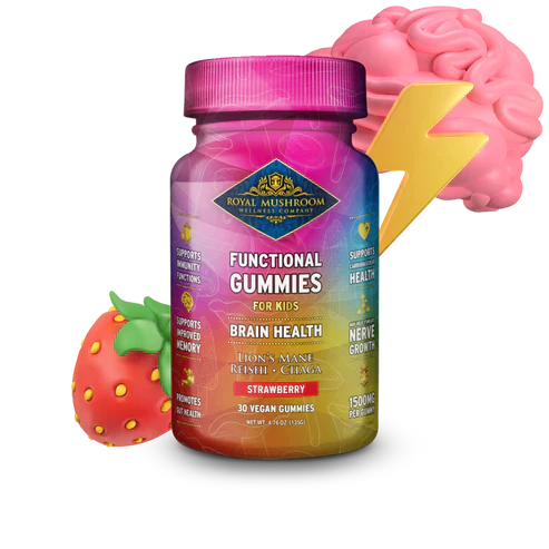 Royal Mushroom Brain Health Mushroom Mix Gummies For Kids Strawberry Flavor Best Sales Price - Gummies