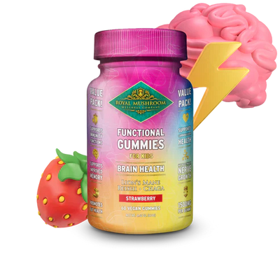 Royal Mushroom Brain Health Mushroom Mix Gummies For Kids Strawberry Flavor Best Sales Price - Gummies