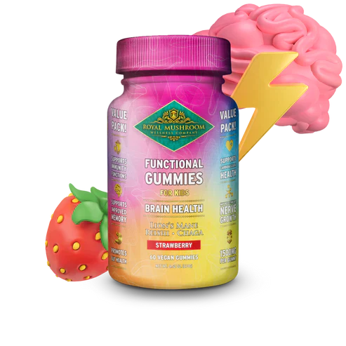 Royal Mushroom Brain Health Mushroom Mix Gummies For Kids Strawberry Flavor Best Sales Price - Gummies