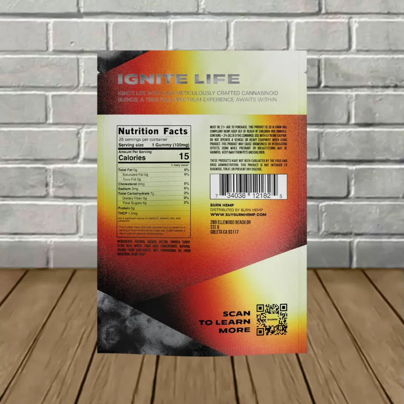 Burn Inferno Blend Delta 8 + THC-P + THC-B Gummies 5000mg