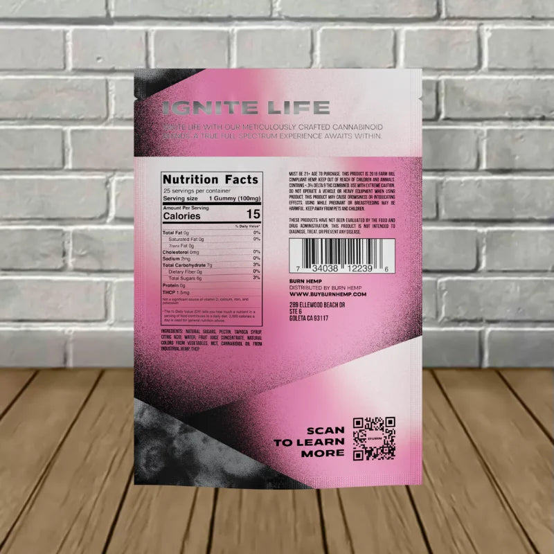 Burn Inferno Blend Delta 8 + THC-P + THC-B Gummies 5000mg