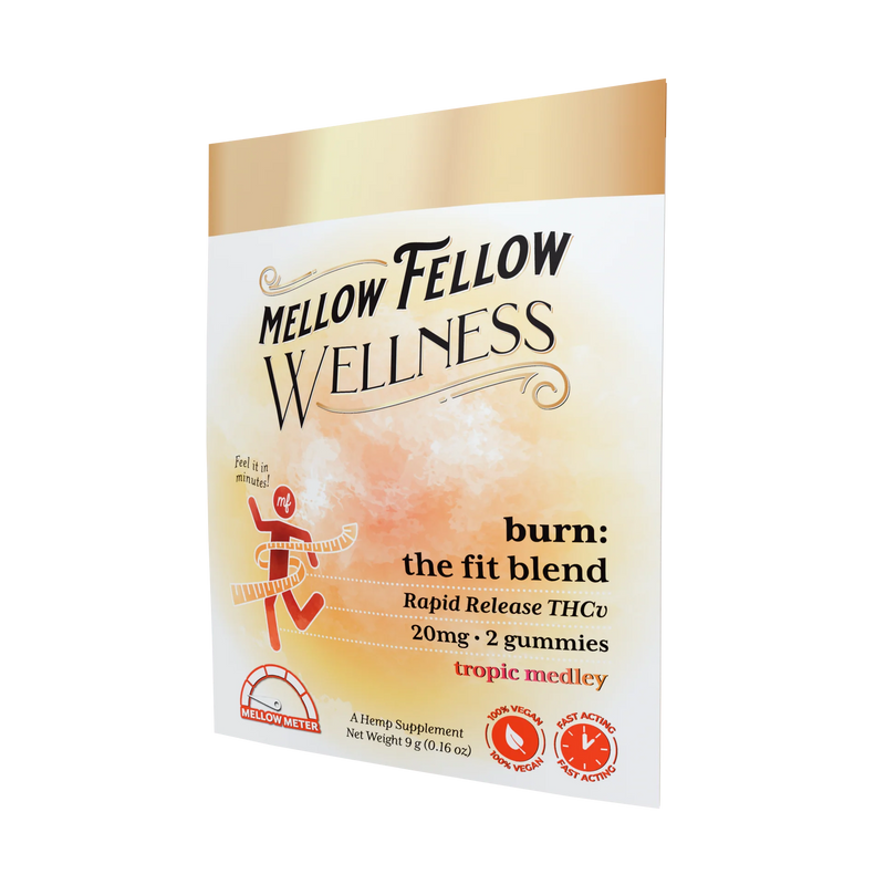 Mellow Fellow Wellness Gummies - Burn Blend - Tropic Medley - 20mg Best Sales Price - Edibles