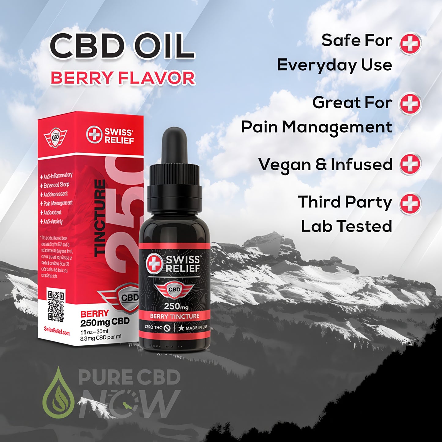 Swiss Relief Berry CBD Oil Tincture 500-3000mg