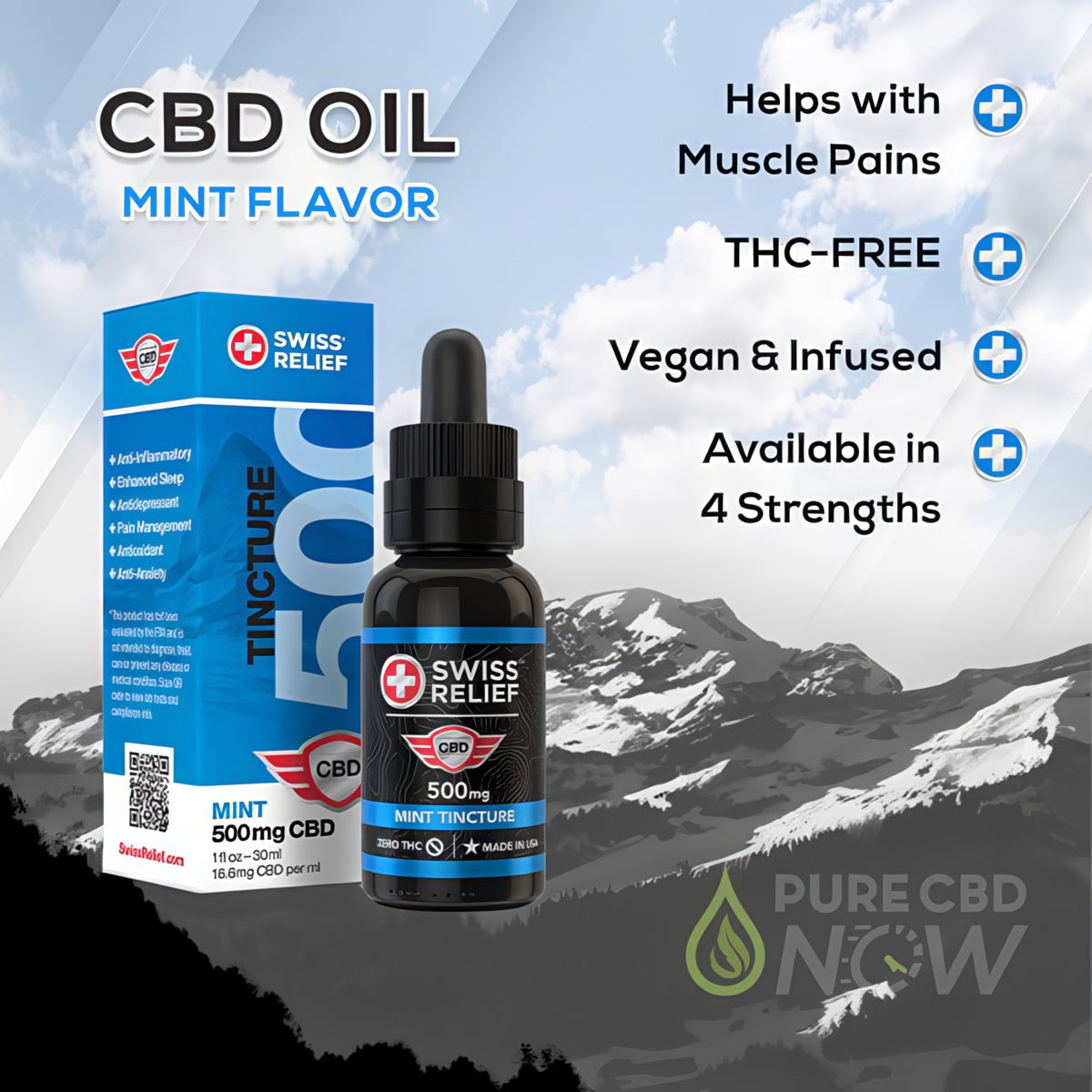 Swiss Relief Mint CBD Oil Tincture 500-3000mg