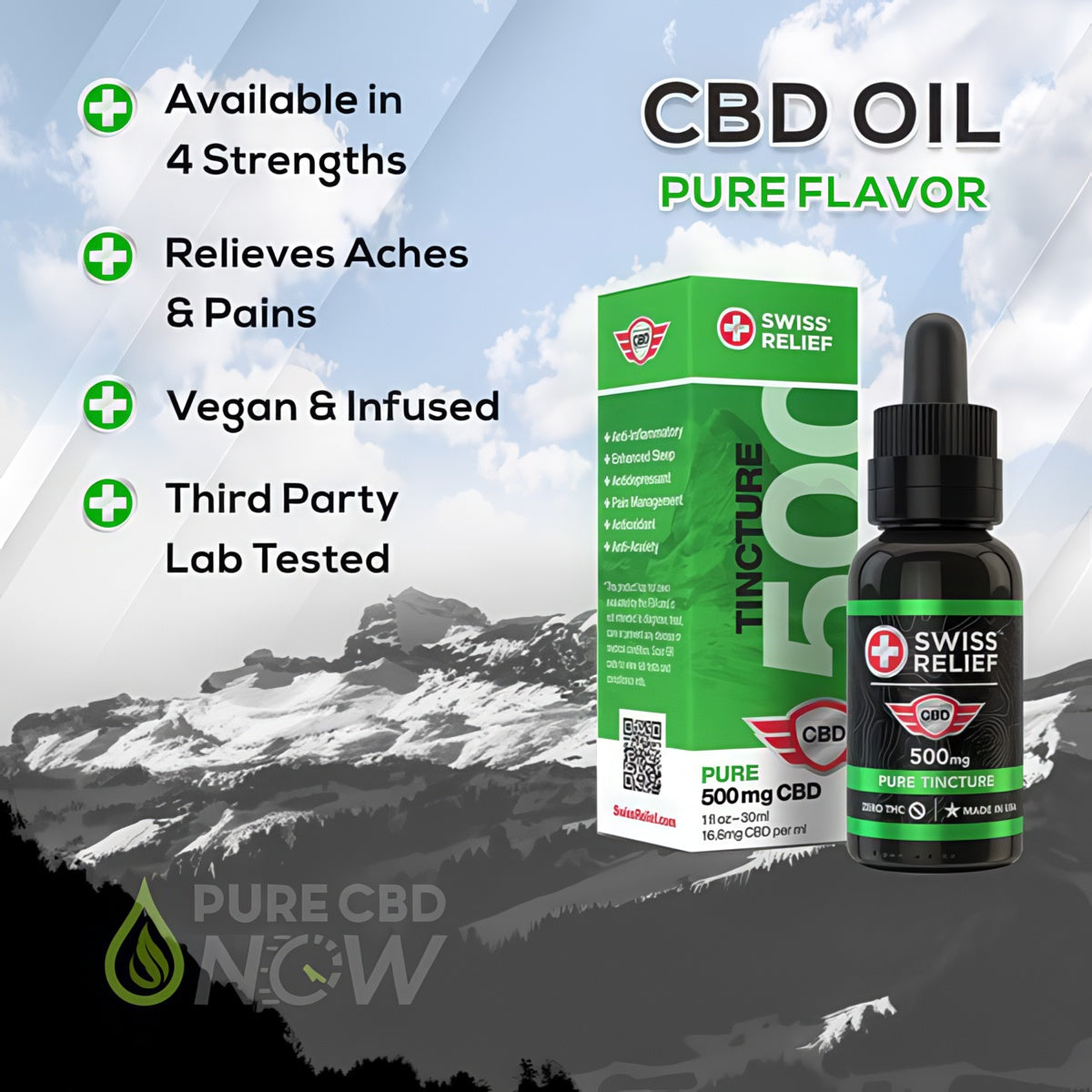 Swiss Relief Pure CBD Oil Tincture 500-3000mg