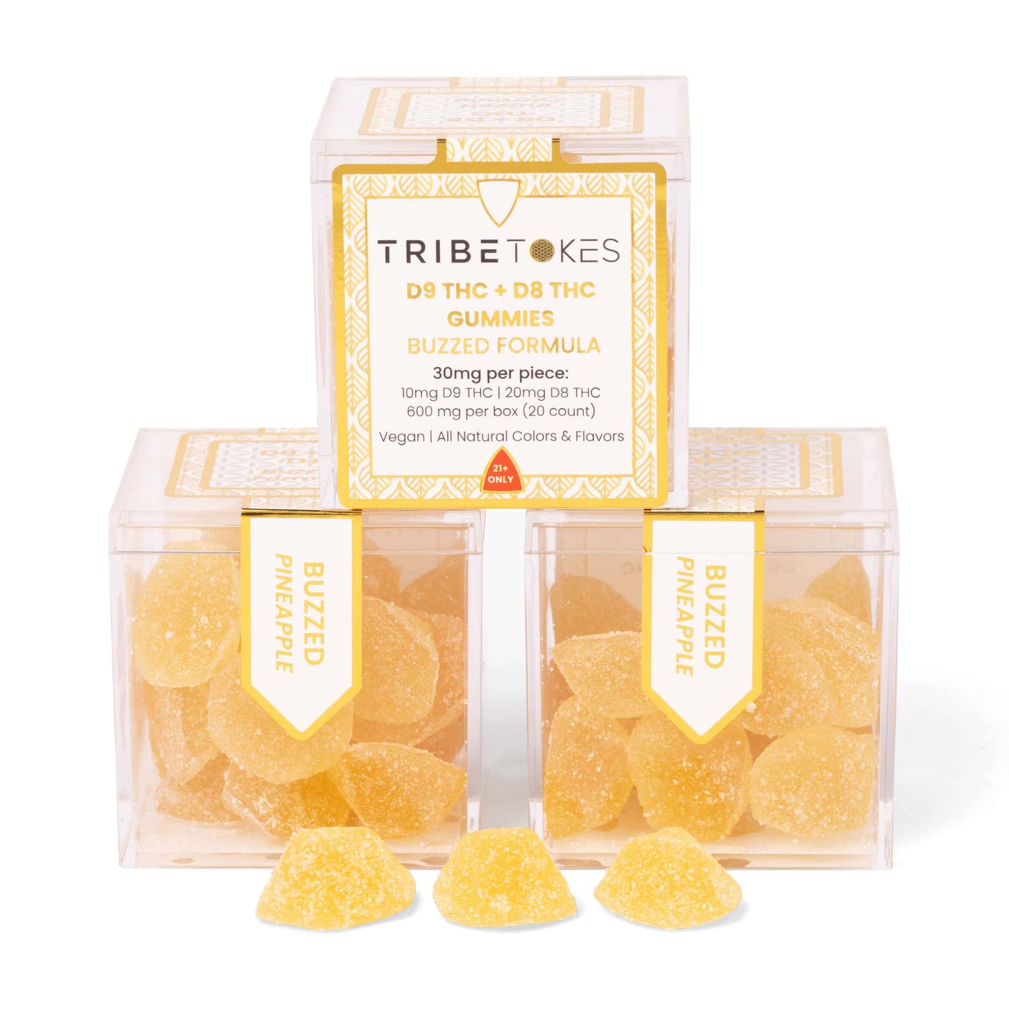 TribeTokes Buzzed THC Gummies | Extra Strength with Delta 8 THC | Pineapple