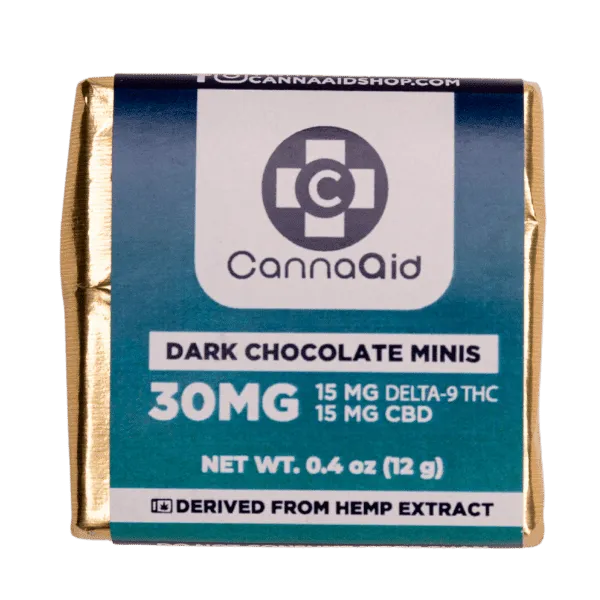 CannaAid | Delta 9 THC + CBD Chocolate Mini Squares - 15mg D9 + 15mg CBD Best Sales Price - Gummies