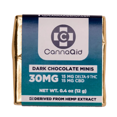 CannaAid | Delta 9 THC + CBD Chocolate Mini Squares - 15mg D9 + 15mg CBD Best Sales Price - Gummies