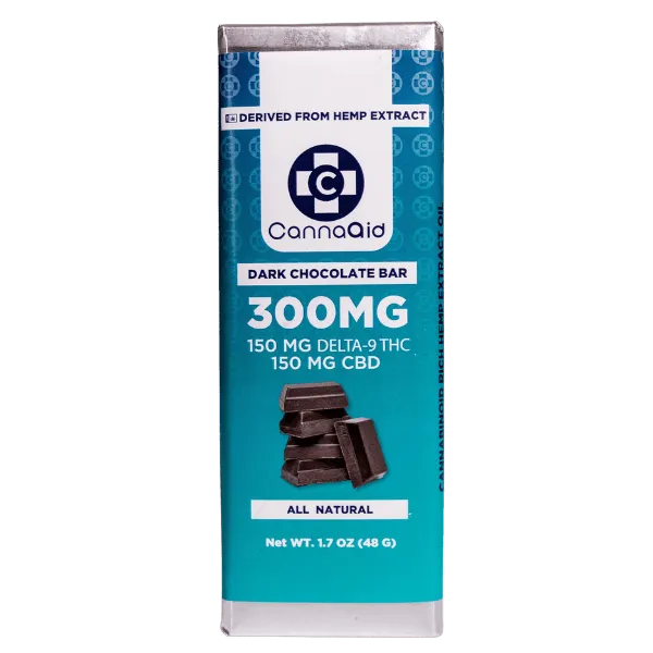 CannaAid | Delta 9 THC + CBD Chocolate Bar - 300mg Best Sales Price - Gummies