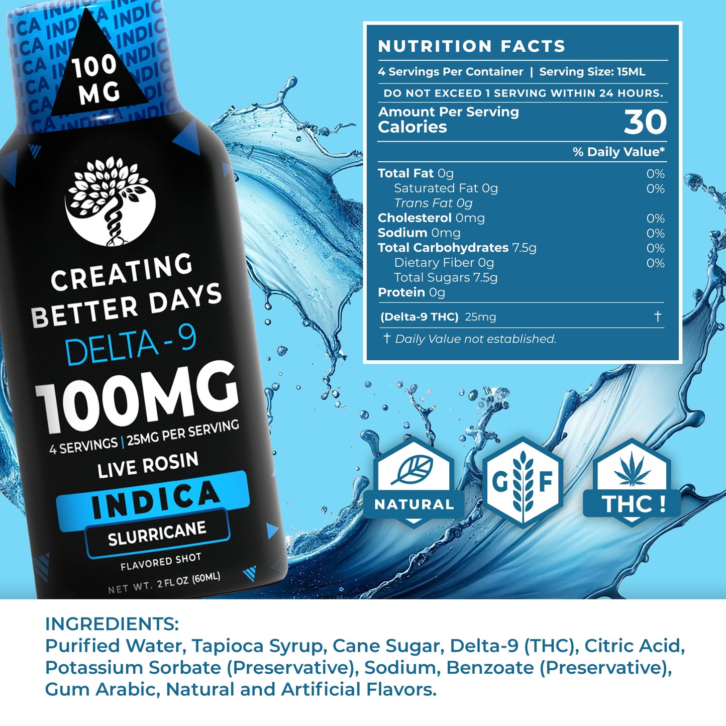 Creating Better Days THC Shots - 100mg Slurricane - High Potency