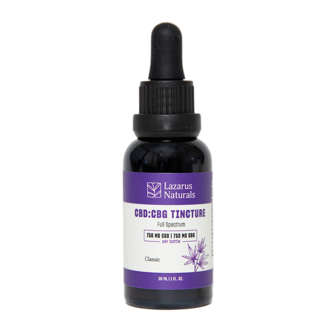 Lazarus Naturals ORGANIC CBD+CBG TINCTURE, 25MG CBD & 25MG CBG / ML