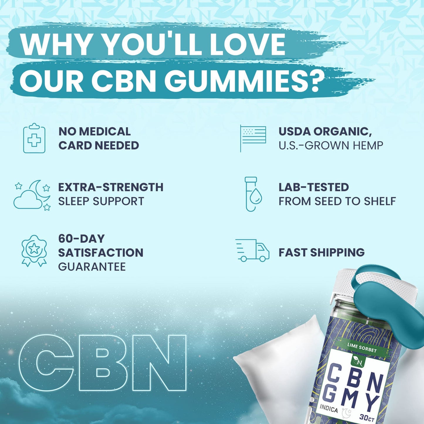 CBN GUMMIES - FOR SLEEP - 30CT Peach Paradise 1500mg (50mg ea.) – INDICA