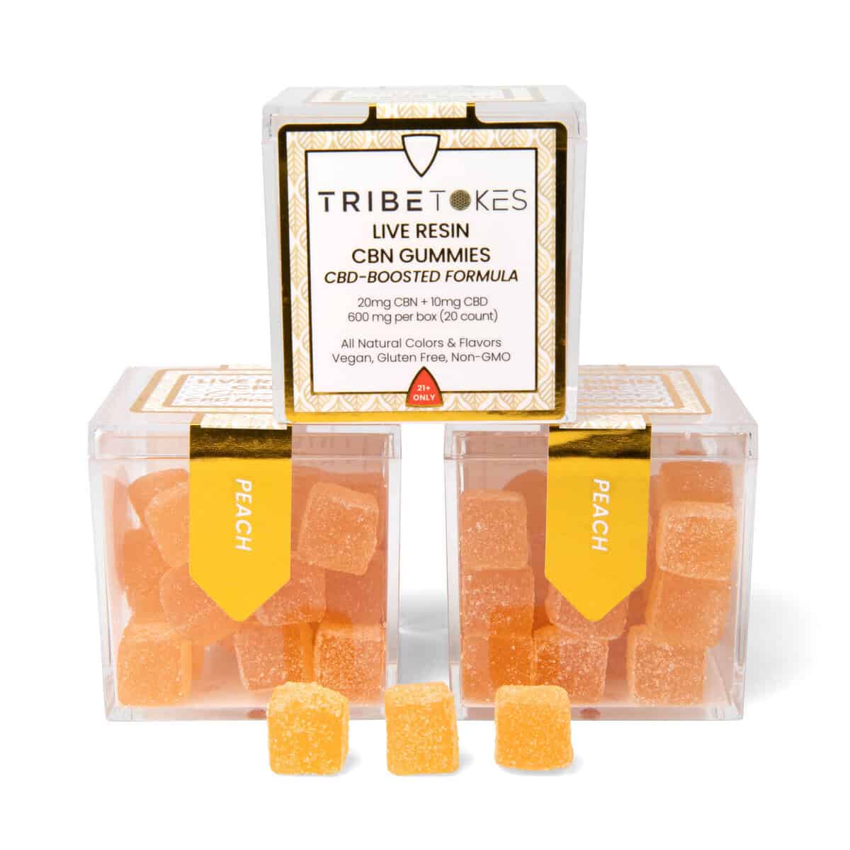 TribeTokes CBN Live Resin Gummies | 600mg | CBD-Boosted | Peach