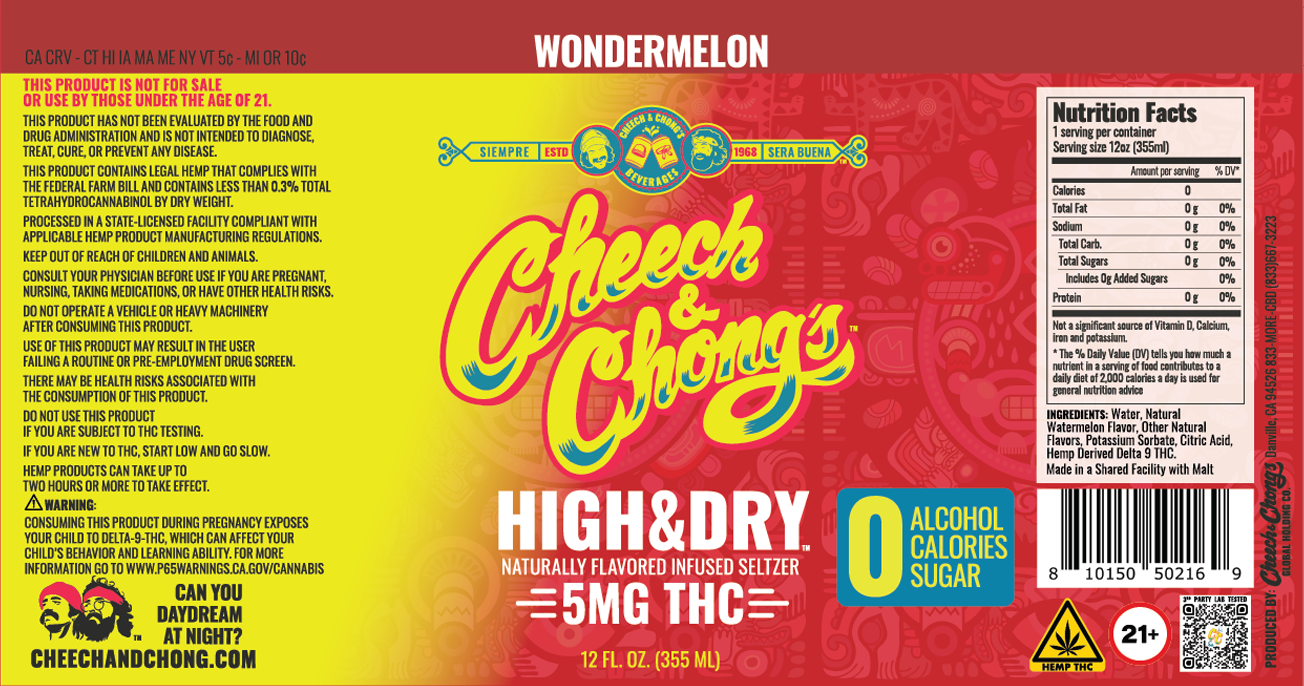 Wondermelon- HIGH AND DRY THC  Infused Seltzer Water