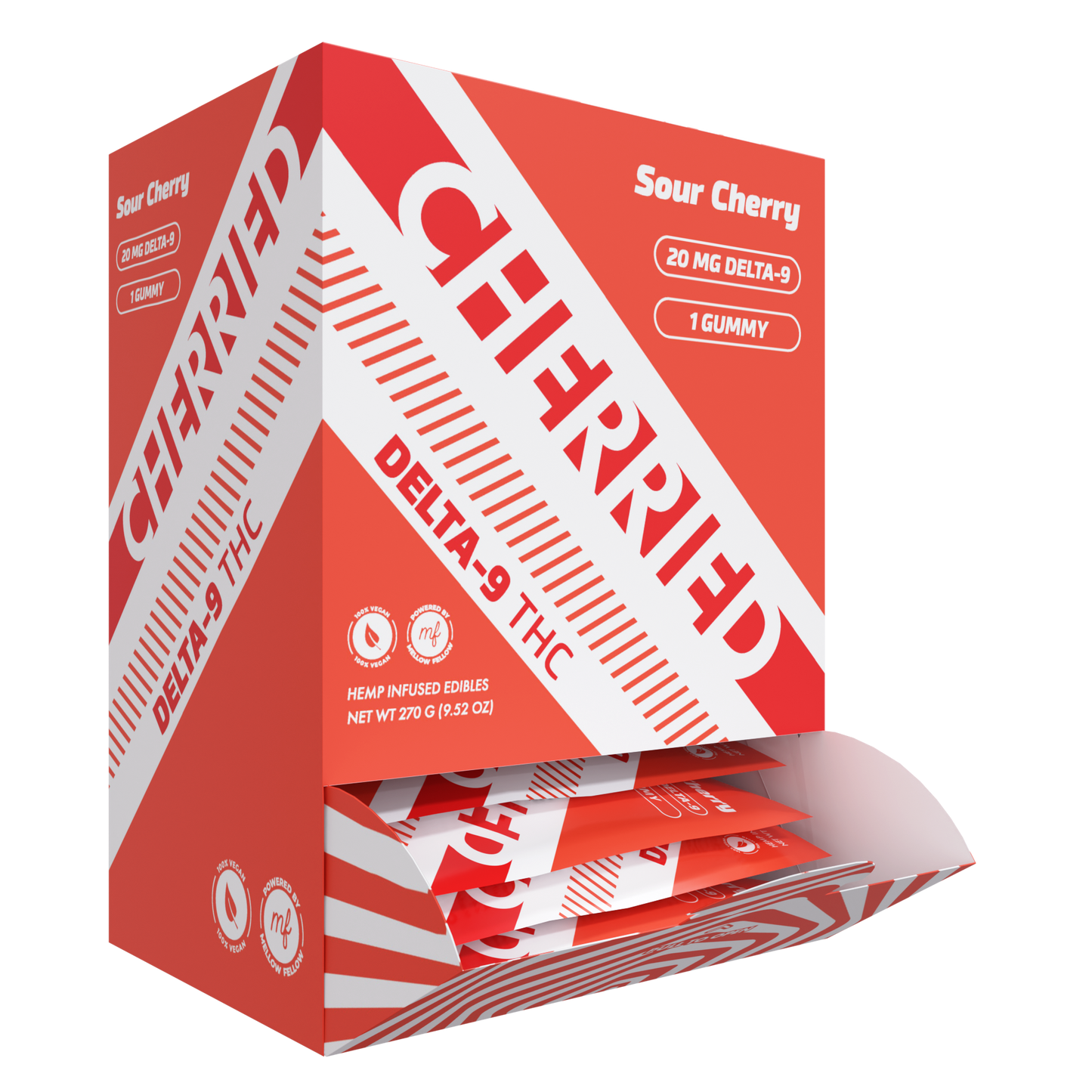 Delta 9 + THC Gummies Sour Cherry 20mg 1pc – Cherried