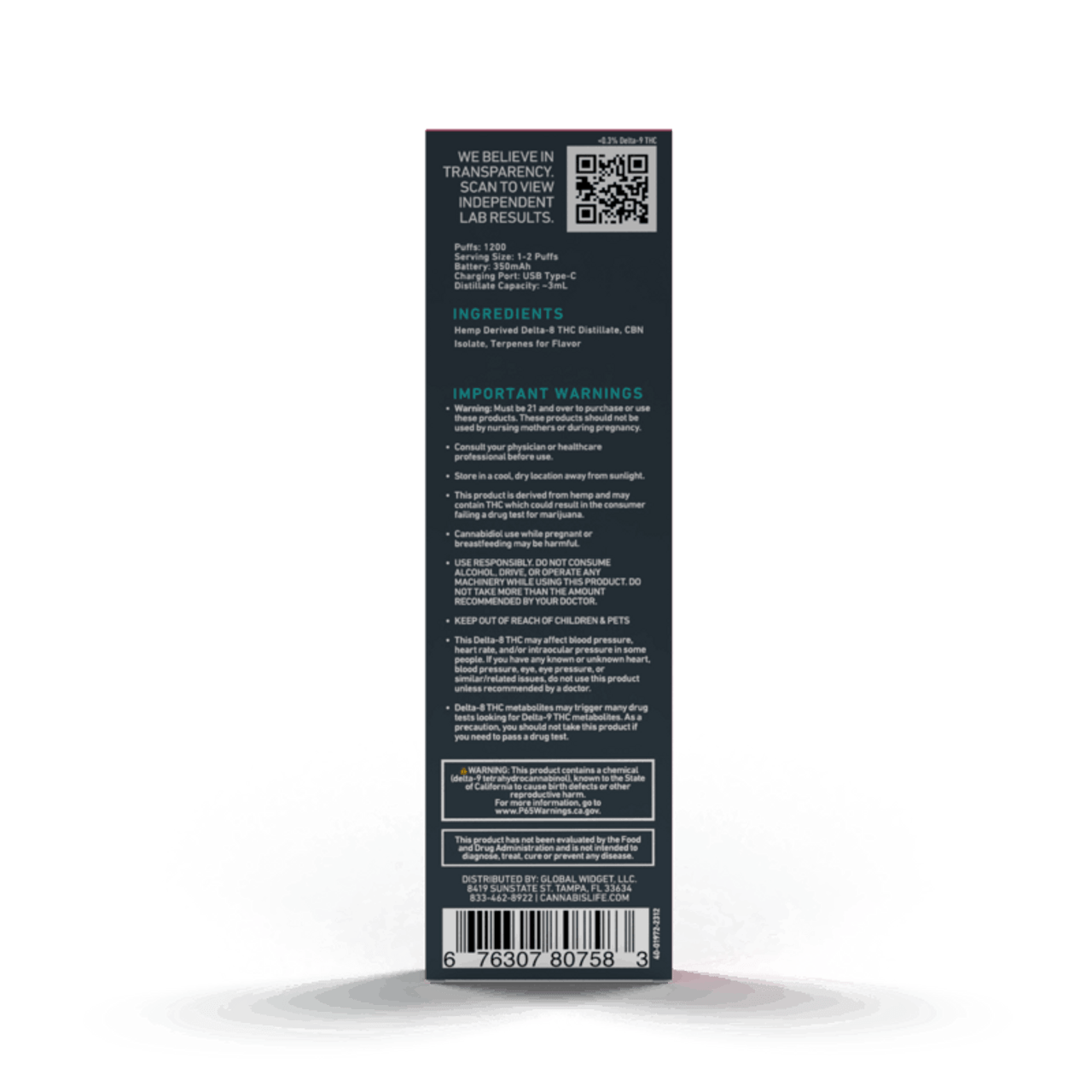 Berry Gelato Indica Delta 8 Disposable Vape Pen 3ml