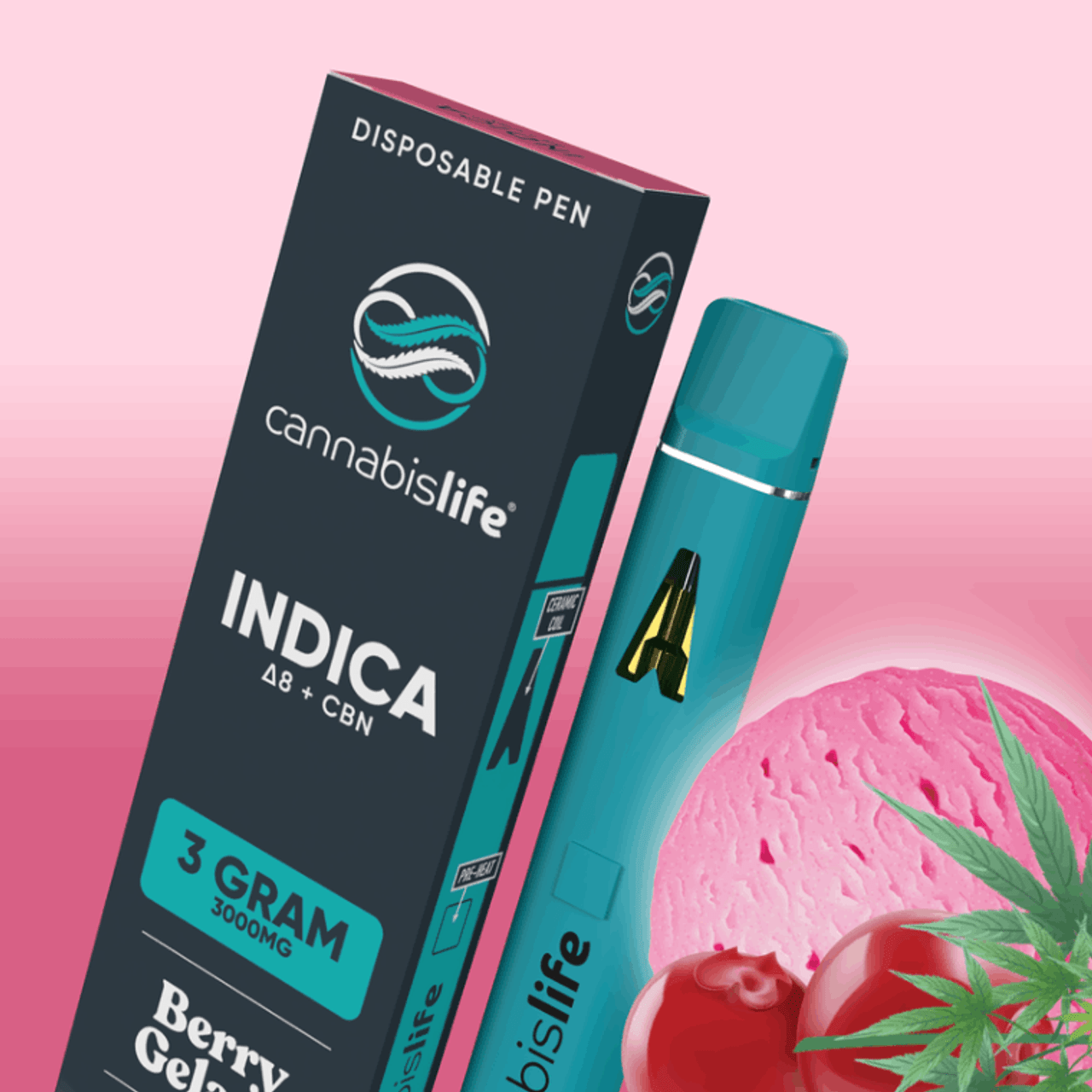 Berry Gelato Indica Delta 8 Disposable Vape Pen 3ml