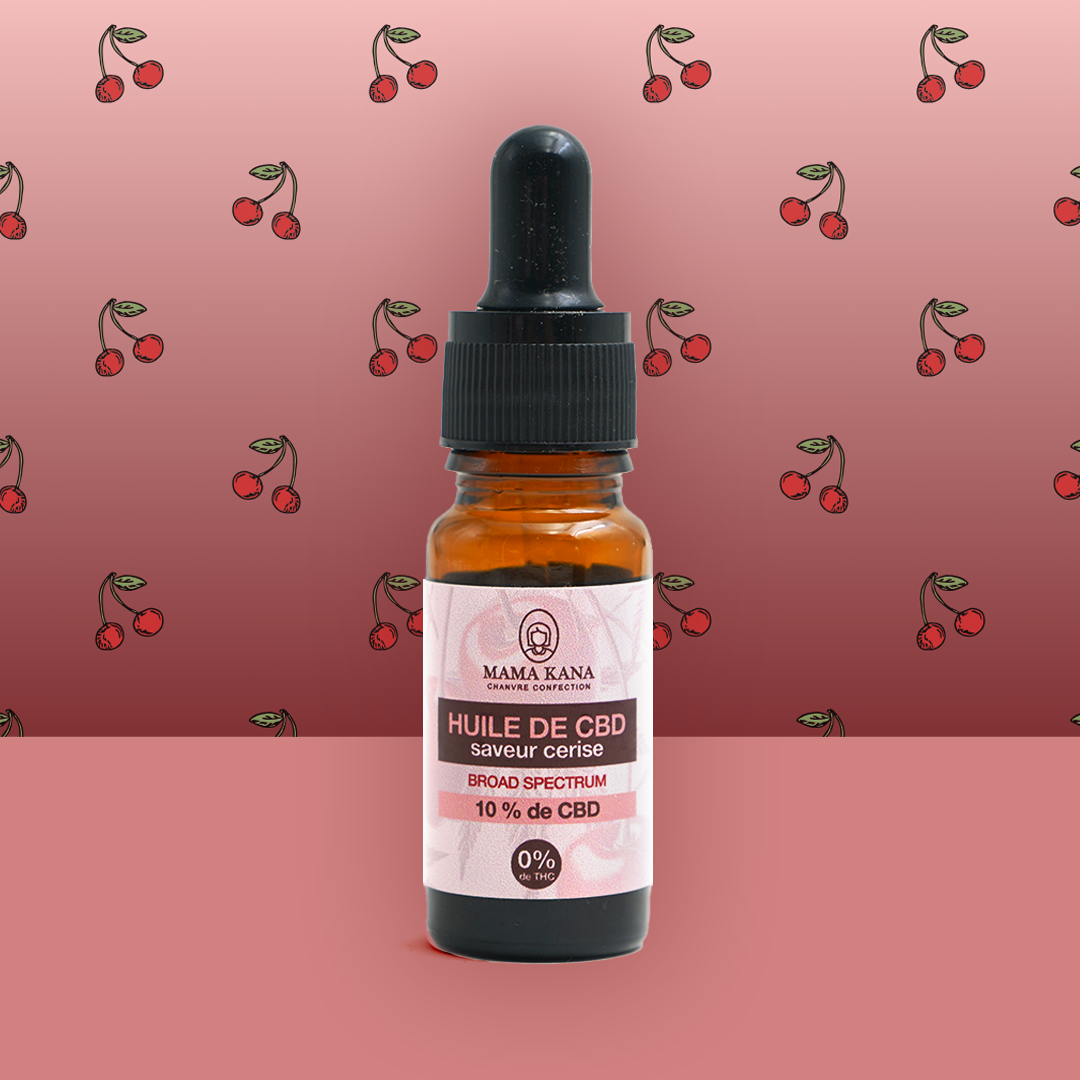 MAMA KANA CBD Huile 10% de CBD Broad Spectrum - Cerise 🍒 Best Sales Price - Tincture Oil