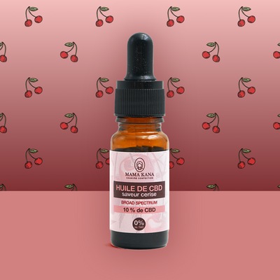 MAMA KANA CBD Huile 10% de CBD Broad Spectrum - Cerise 🍒 Best Sales Price - Tincture Oil