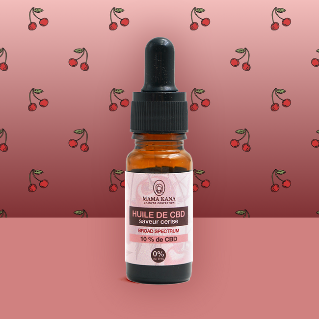 MAMA KANA CBD Huile 10% de CBD Broad Spectrum - Cerise 🍒 Best Sales Price - Tincture Oil