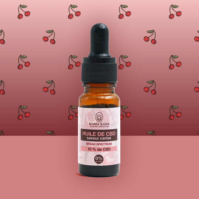 MAMA KANA CBD Huile 10% de CBD Broad Spectrum - Cerise 🍒 Best Sales Price - Tincture Oil