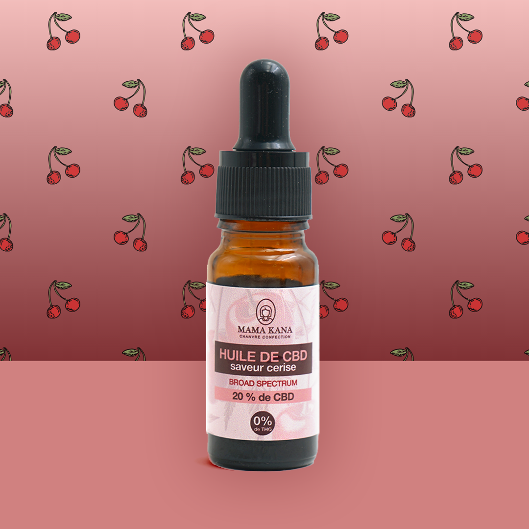 MAMA KANA CBD Huile 20% de CBD Broad Spectrum - Cerise 🍒 Best Sales Price - Tincture Oil