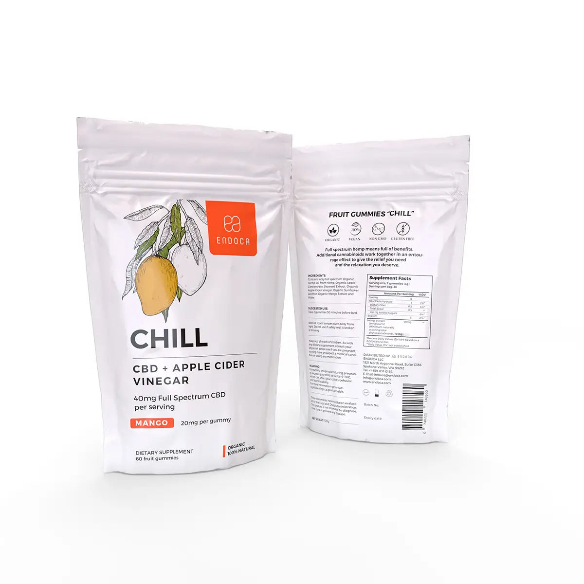 Endoca CBD Gummies “Chill” 1200mg CBD, Mango