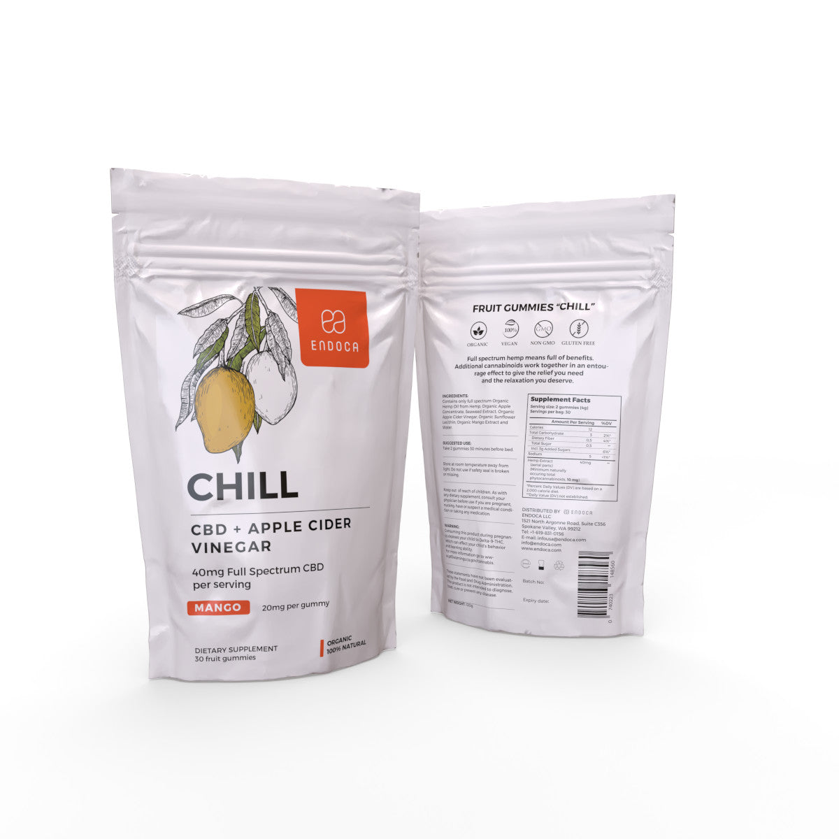 Endoca DE CBD Gummies „Chill“ 1200 mg CBD, Mango