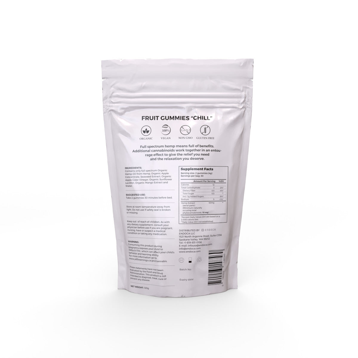 Endoca DE CBD Gummies „Chill“ 1200 mg CBD, Mango