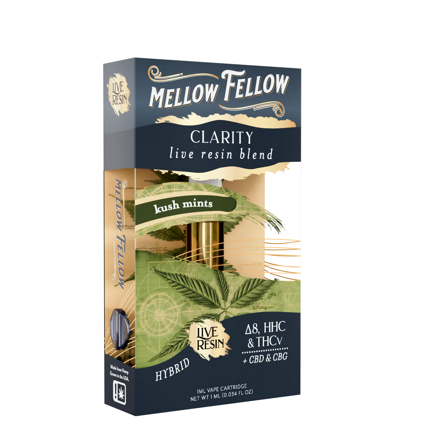 Mellow Fellow Clarity Blend 1ml Live Resin Vape Cartridge - Kush Mints (Hybrid)