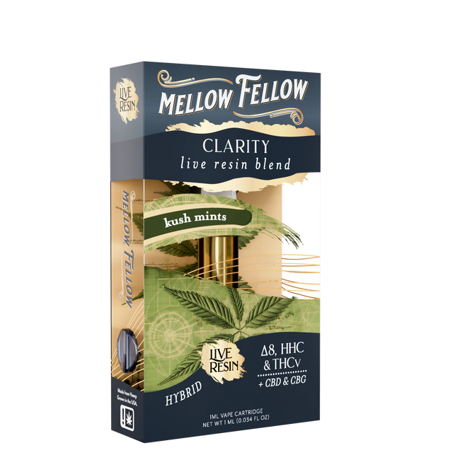 Mellow Fellow Clarity Blend 1ml Live Resin Vape Cartridge - Kush Mints (Hybrid)
