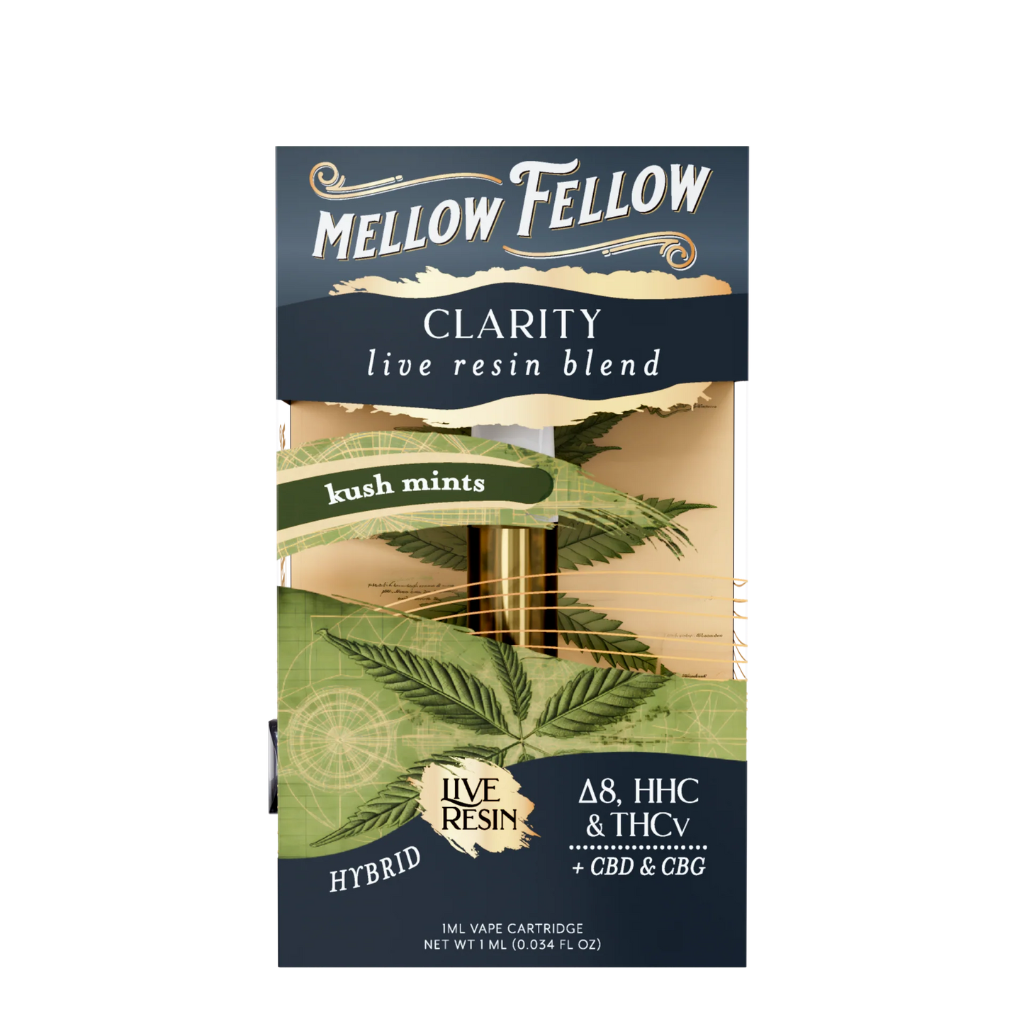 Mellow Fellow Clarity Blend 1ml Live Resin Vape Cartridge - Kush Mints (Hybrid)