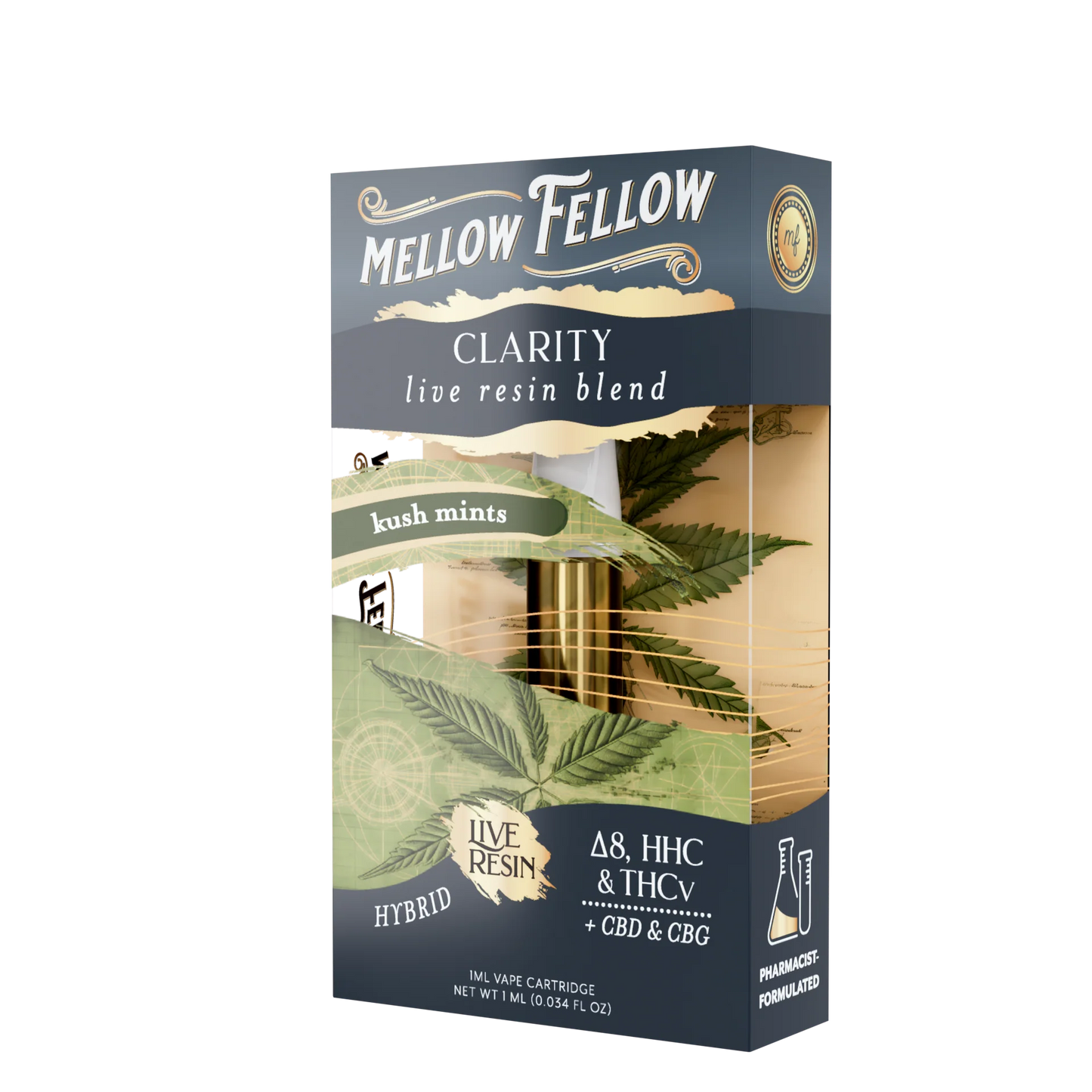 Mellow Fellow Clarity Blend 1ml Live Resin Vape Cartridge - Kush Mints (Hybrid)