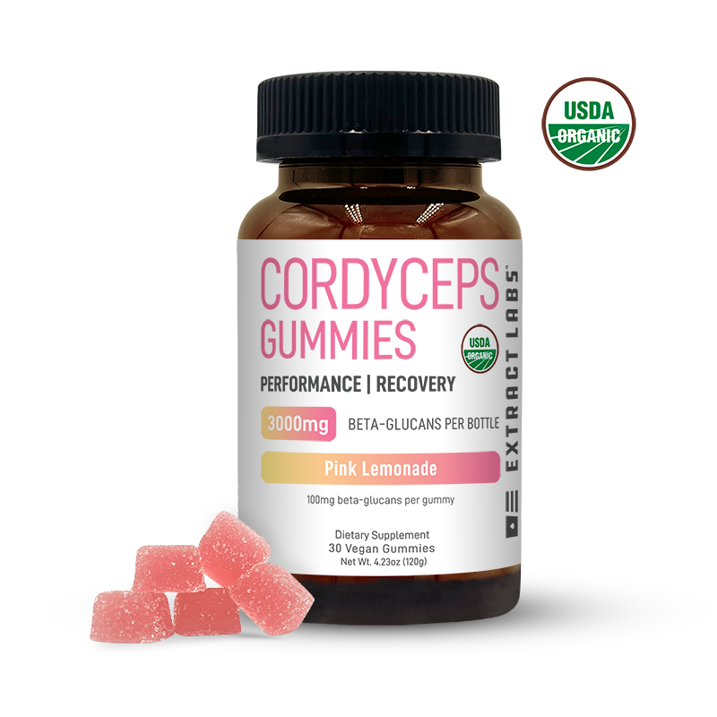 Extract Labs Organic Cordyceps Gummies | Recovery | Pink Lemonade