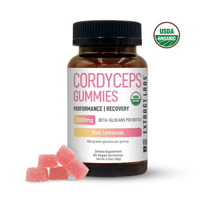 Extract Labs Organic Cordyceps Gummies | Recovery | Pink Lemonade Best Sales Price - Gummies