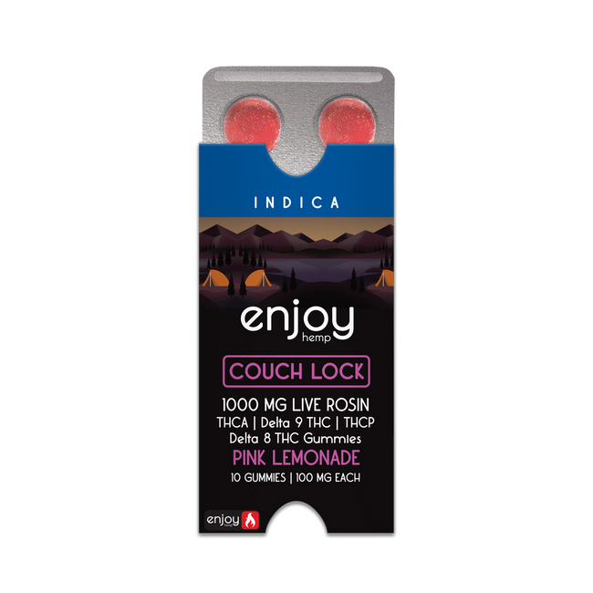 Enjoy Hemp Couch Lock THCA+THCP+D9+D8 Live Rosin 1000mg Gummies (100 mg each | 10 Gummies) - Pink Lemonade (Indica) Best Sales Price - Gummies