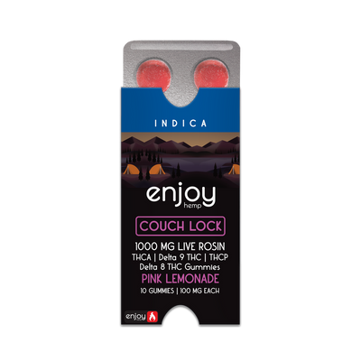 Enjoy Hemp Couch Lock THCA+THCP+D9+D8 Live Rosin 1000mg Gummies (100 mg each | 10 Gummies) - Pink Lemonade (Indica) Best Sales Price - Gummies