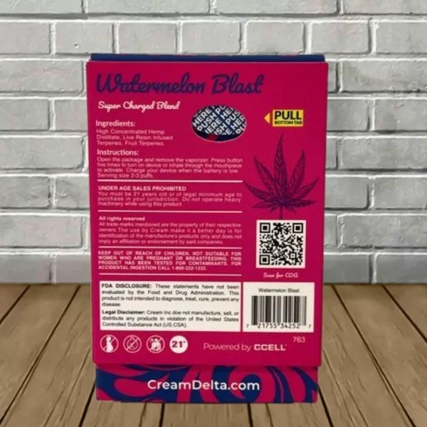 Cream Live Resin Super Charged D8 + THCP Blend Disposable 7g