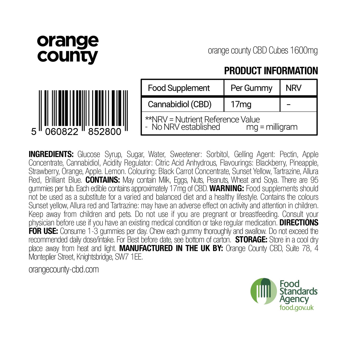 CBD Gummy Cubes (Large Tub)