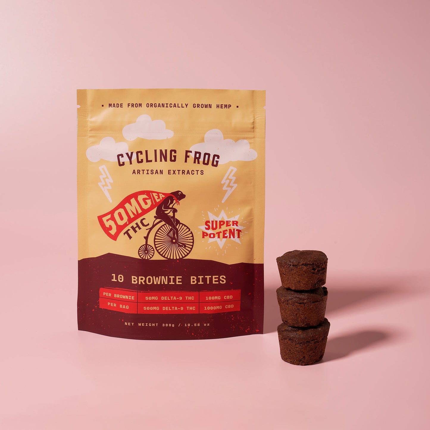 Cycling Frog Chocolate Brownie Bites, 50mg THC + 100mg CBD