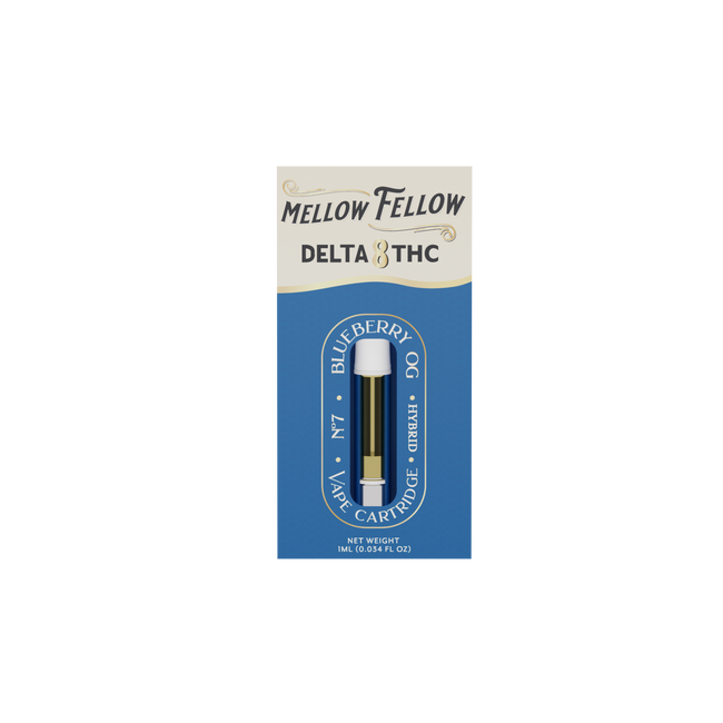 Mellow Fellow Delta 8 1ml Vape Cartridge Blueberry OG Best Sales Price - Vape Cartridges