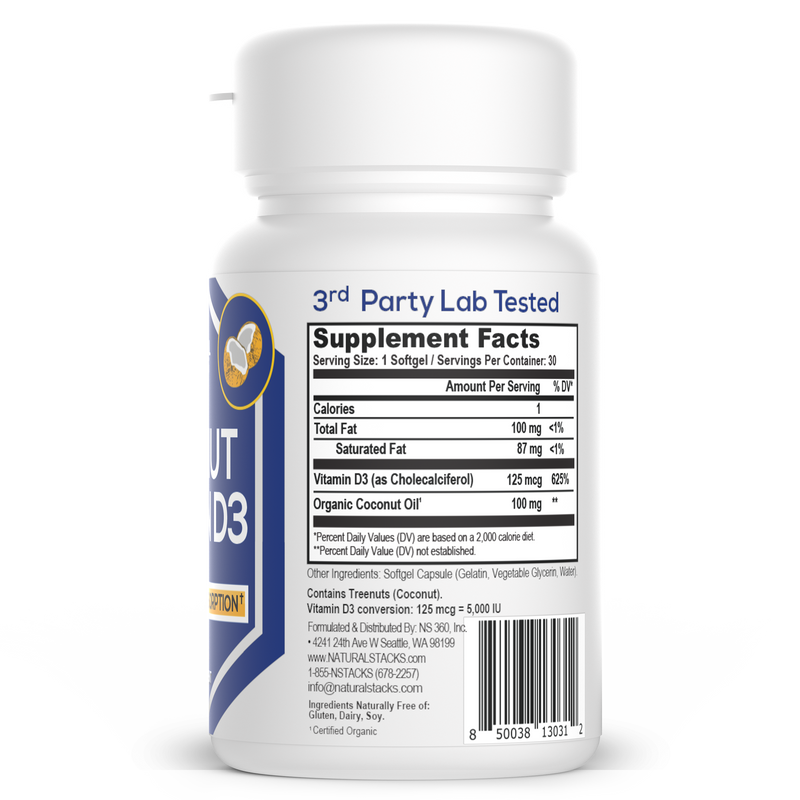Vitamin D3 w/ Organic Coconut Oil Best Sales Price - CBD