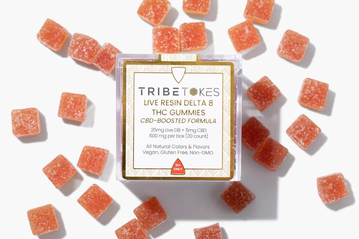 TribeTokes Delta 8 THC Live Resin Gummies | 600mg | CBD-Boosted | Strawberry