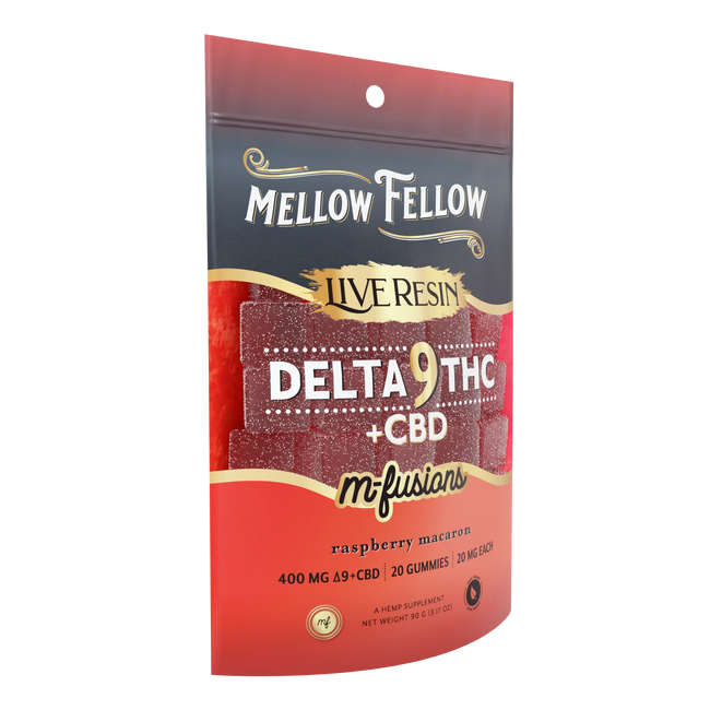 Mellow Fellow Delta 9 Live Resin Edibles 400mg - Raspberry Macaron Best Sales Price - Edibles