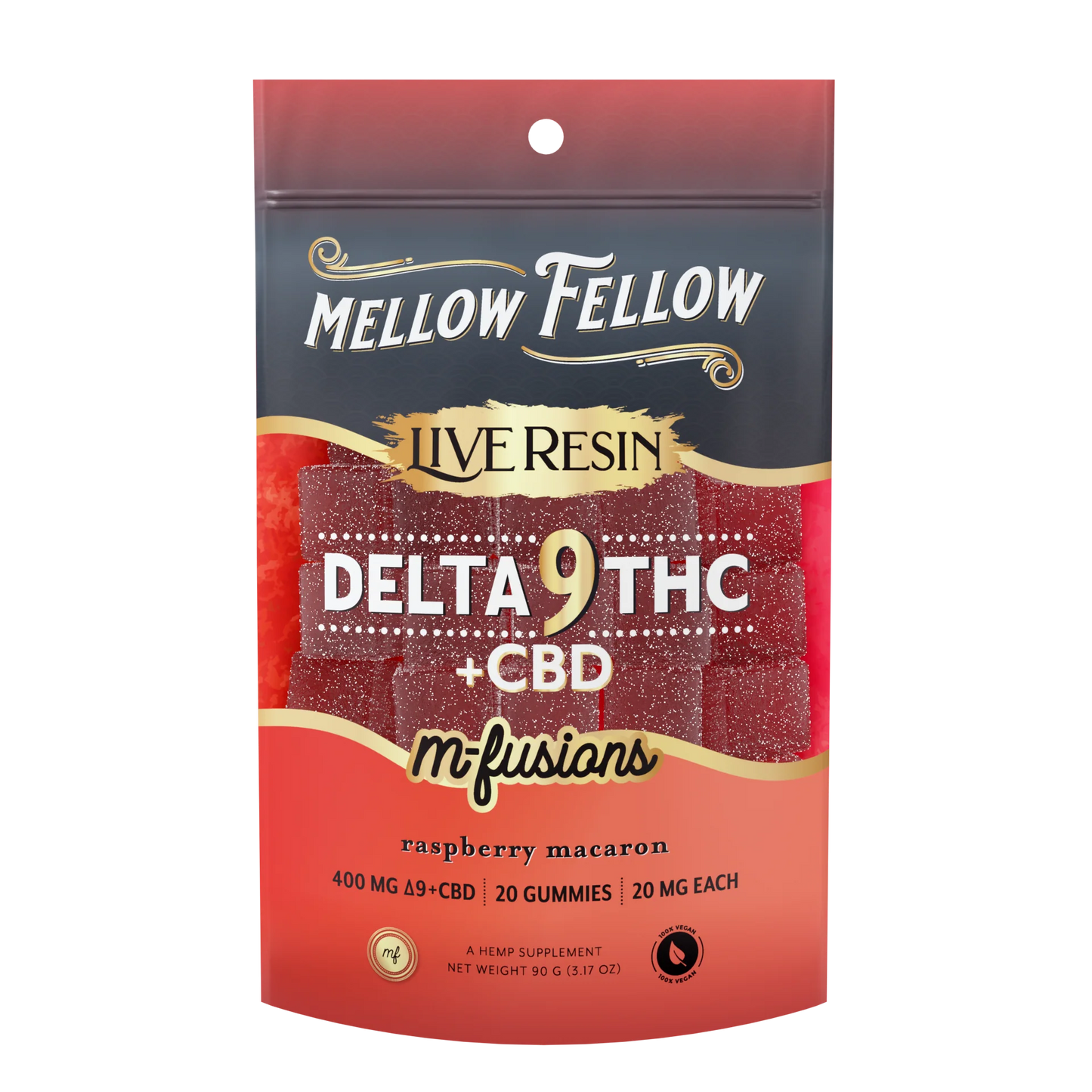 Mellow Fellow Delta 9 Live Resin Edibles 400mg - Raspberry Macaron Best Sales Price - Edibles