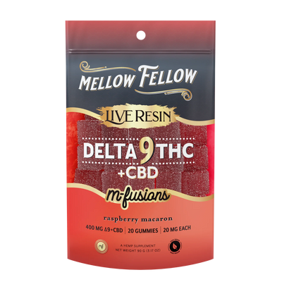 Mellow Fellow Delta 9 Live Resin Edibles 400mg - Raspberry Macaron Best Sales Price - Edibles