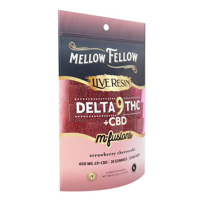 Mellow Fellow Delta 9 Live Resin Edibles 400mg - Strawberry Cheesecake Best Sales Price - Edibles