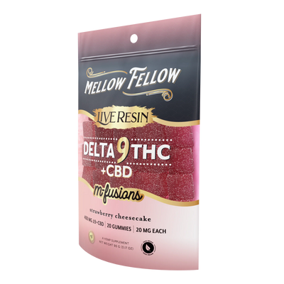 Mellow Fellow Delta 9 Live Resin Edibles 400mg - Strawberry Cheesecake Best Sales Price - Edibles